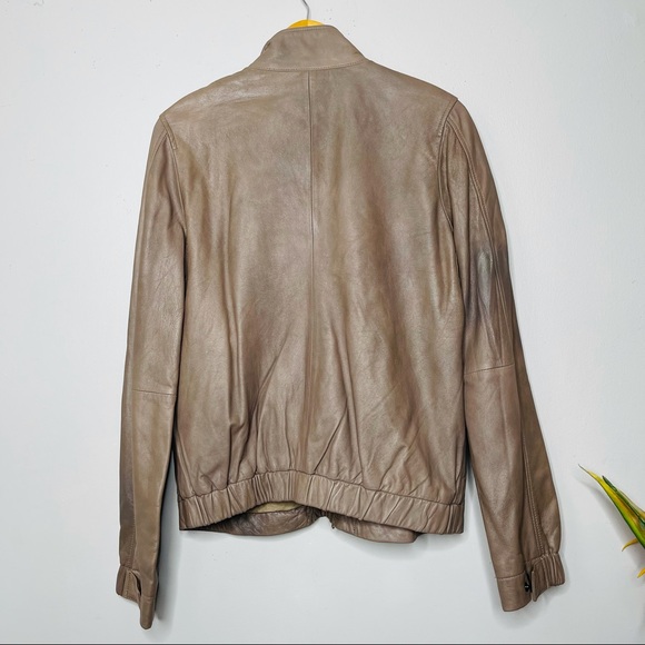VINCE tan leather utility jacket size L